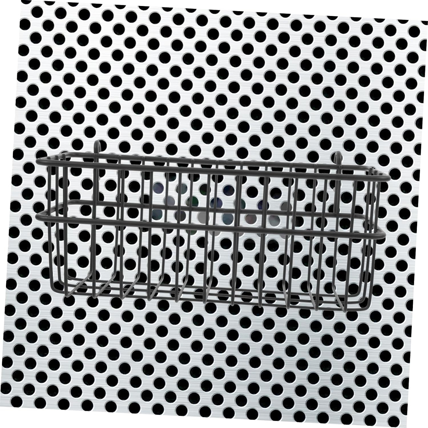 Heavy Duty Pegboard Storage Baskets Hooks Wall Organizer for Garage and Craft Room Wire Mesh Tool Shelves and Bins for Easy Access No-Tool Design
