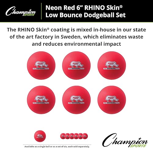 Miniatura 69 de Champion Sports Rhino Skin - Juegos de bolas de dodgeball de rebote bajo y individuales para juegos de juegos infantiles, PE, patio trasero y liga