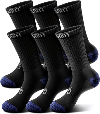 KEMISANT Men Socks, Athletic Crew Socks Compression for Men Sports Running Cushioned Footbed Arch Support
