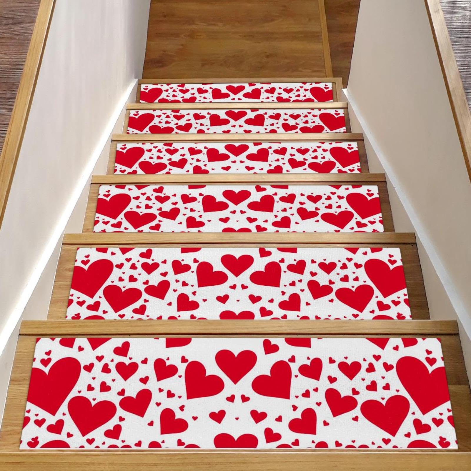 Alfombras para escalera de madera pack de 15 tapetes antideslizantes con corazones interiores