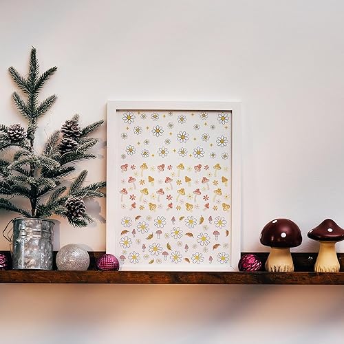 Miniatura 2 de AFRITEE Envolturas de tazas UV DTF  8 hojas florales naturales lindo rosa amarillo margarita hongo tablero de ajedrez impermeable frotar en UV DTF