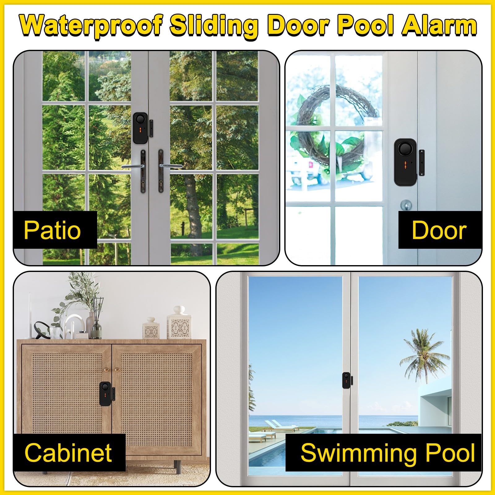 NineLeaf Türalarm, Türalarm mit Fernbedienung, Fensteralarm,2-in-1 Alarm/Türgong,4-stufiger Lautstärkeregler,60m Reichweite,Alarmanlage mit Sirene für Pool,Haus,Geschäft,Garage -2Sensor 3Fernbedienung