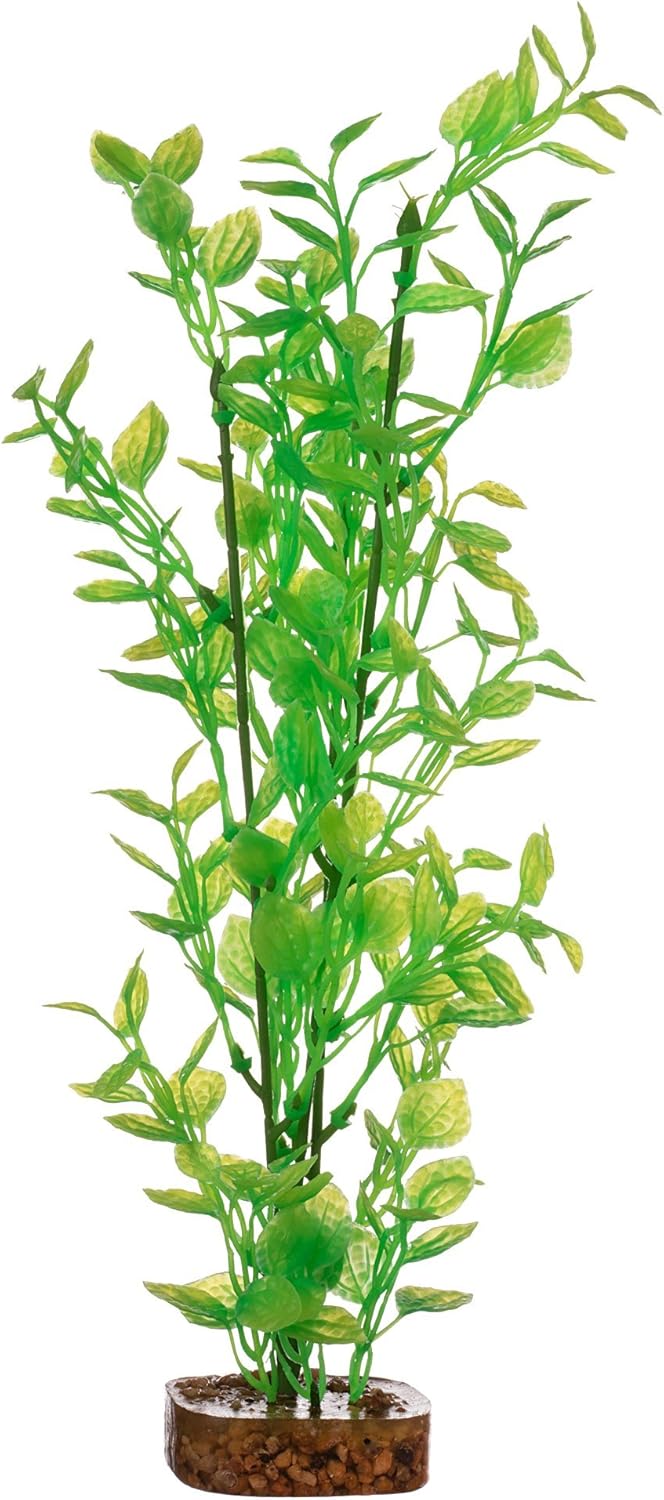 GloFish Plant Aquarium Décor, Green and Yellow Large, Fluorescent Under Blue LED Light