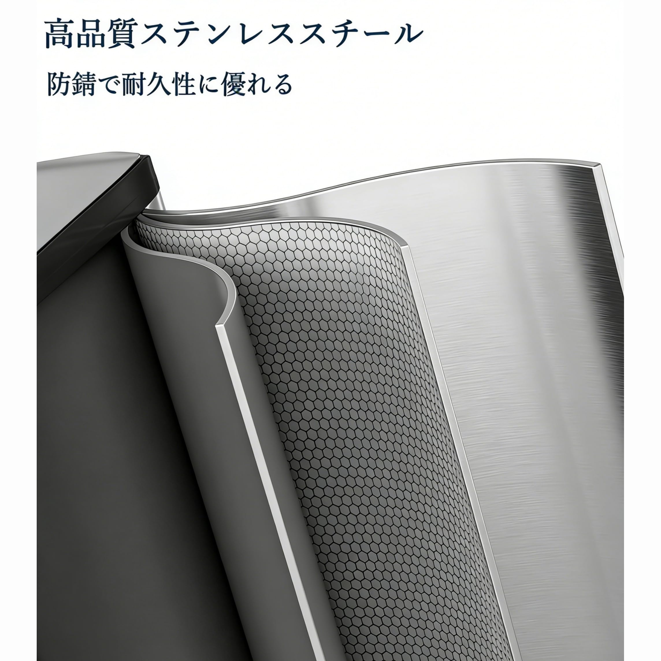 ゴミ箱 2分別 2×30L 横型ダストボックス 蓋付き ペダル式 おしゃれ キッチン 室内用 グレー | ステンレス製 pp素材バケツ 静音ソフトクロ… — 商品詳細画像 3
