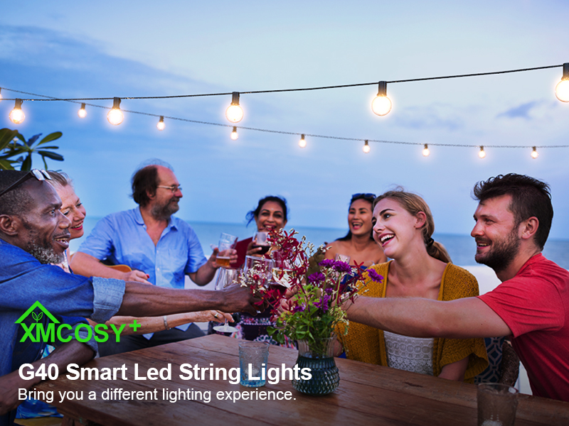 XMCOSY+ Smart Outdoor String Lights, 75Ft G40 Globe Patio Lights
