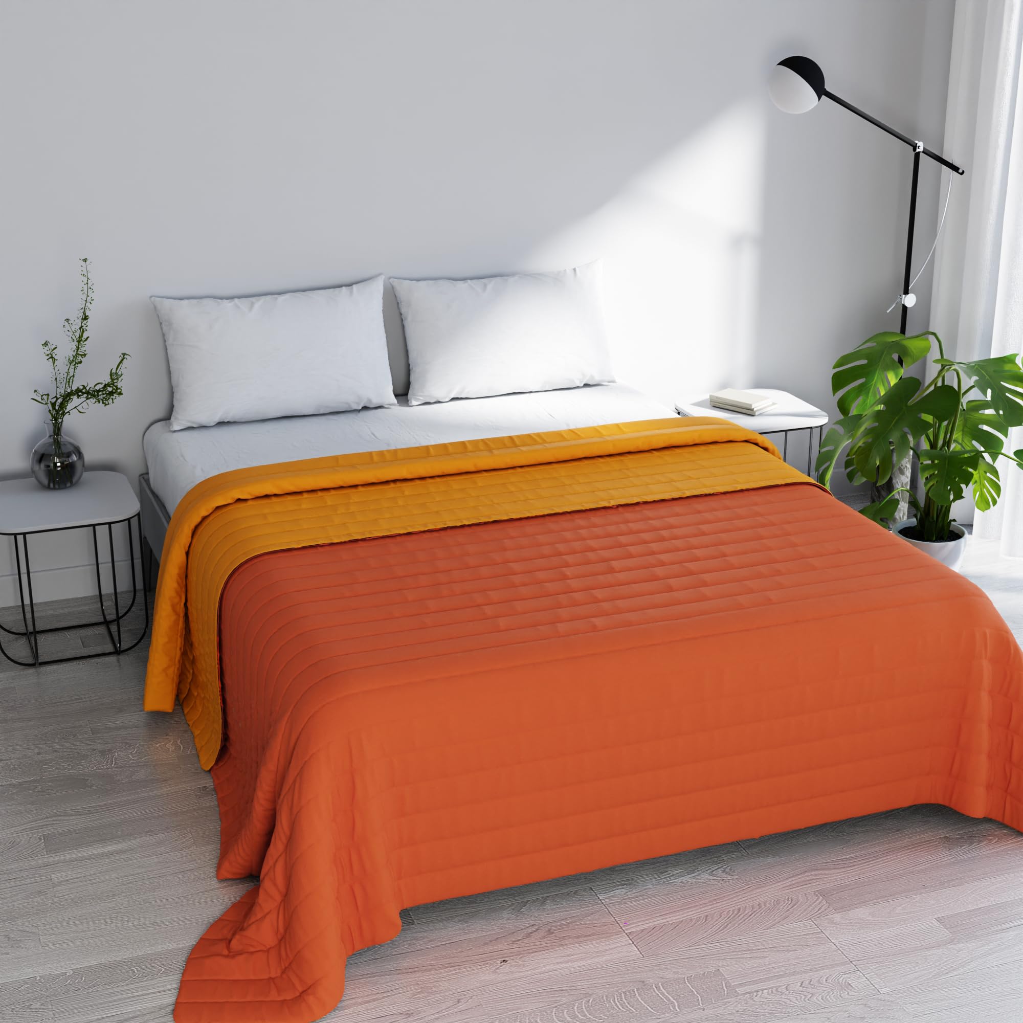 Italian Bed Linen Couvre-lit d'été 260 x 270 cm Orange/Jaune