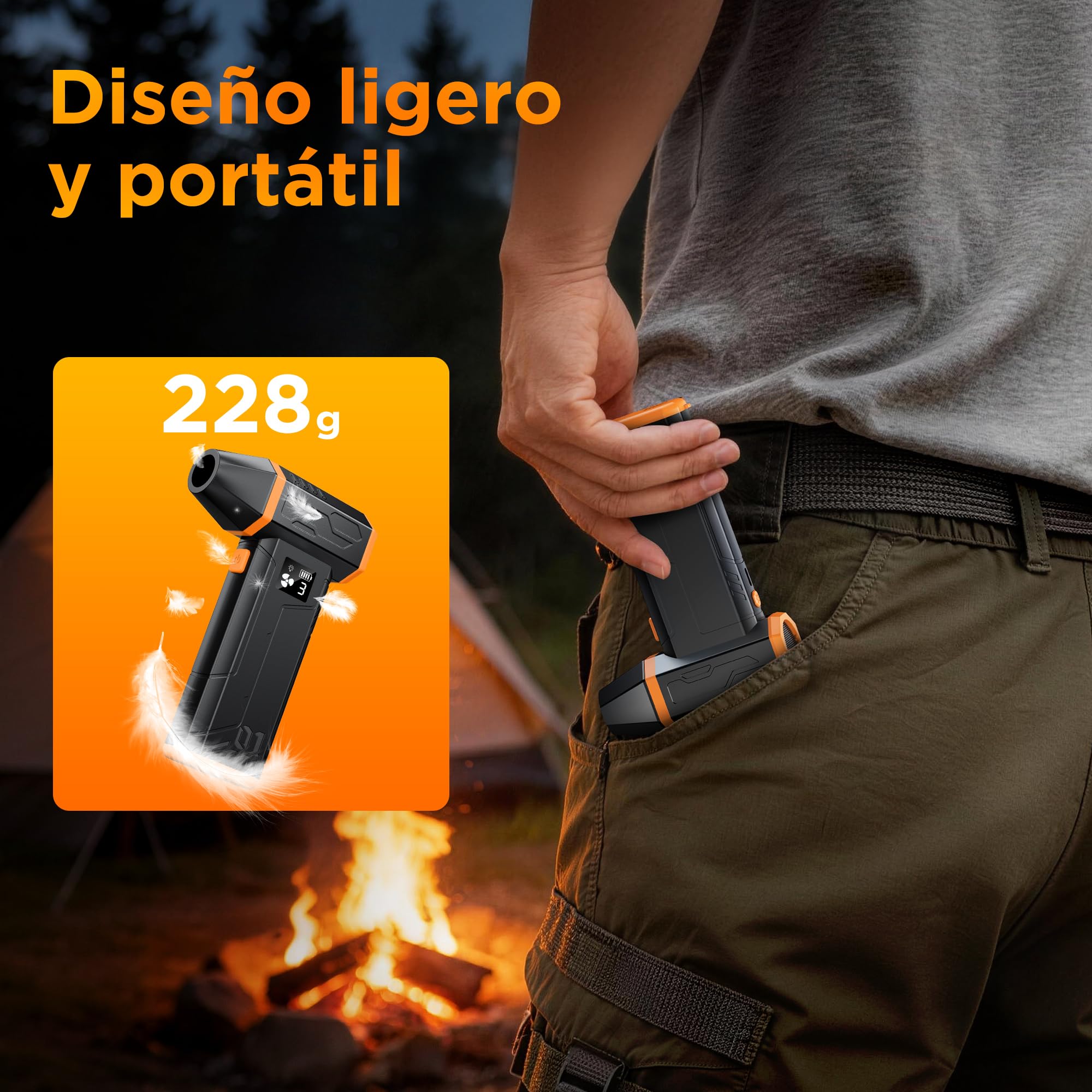 VIWAVE Soplador de Aire Potente,150000 U/min 3 Velocidades Aire Comprimido Limpieza PC,Soplador de Aire para PC con luz LED,Mini soplador Bateria de Larga duración para PC Teclado Laptop Coche