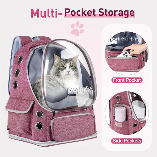 Miniatura 2 de Mochila para gatos con ventana de burbujas, transpirable y plegable, transportador de viaje para mascotas para perros y gatos pequeños, aprobado por
