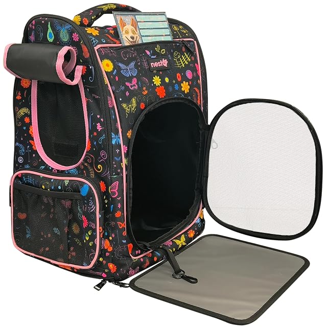 nestQ Mochila Transportín Perros Gatos hasta 5kg Mariposas 45x35x30