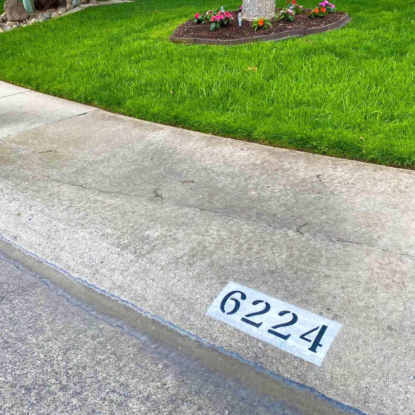 Stencil Stop Curb Number Stencil for Address Painting - Reusable, Durable, Customized Sidewalk Numbers - 14 Mil Mylar Plastic [4" Tall Numbers] (Classic Stencil Font + Rectangular Frame)