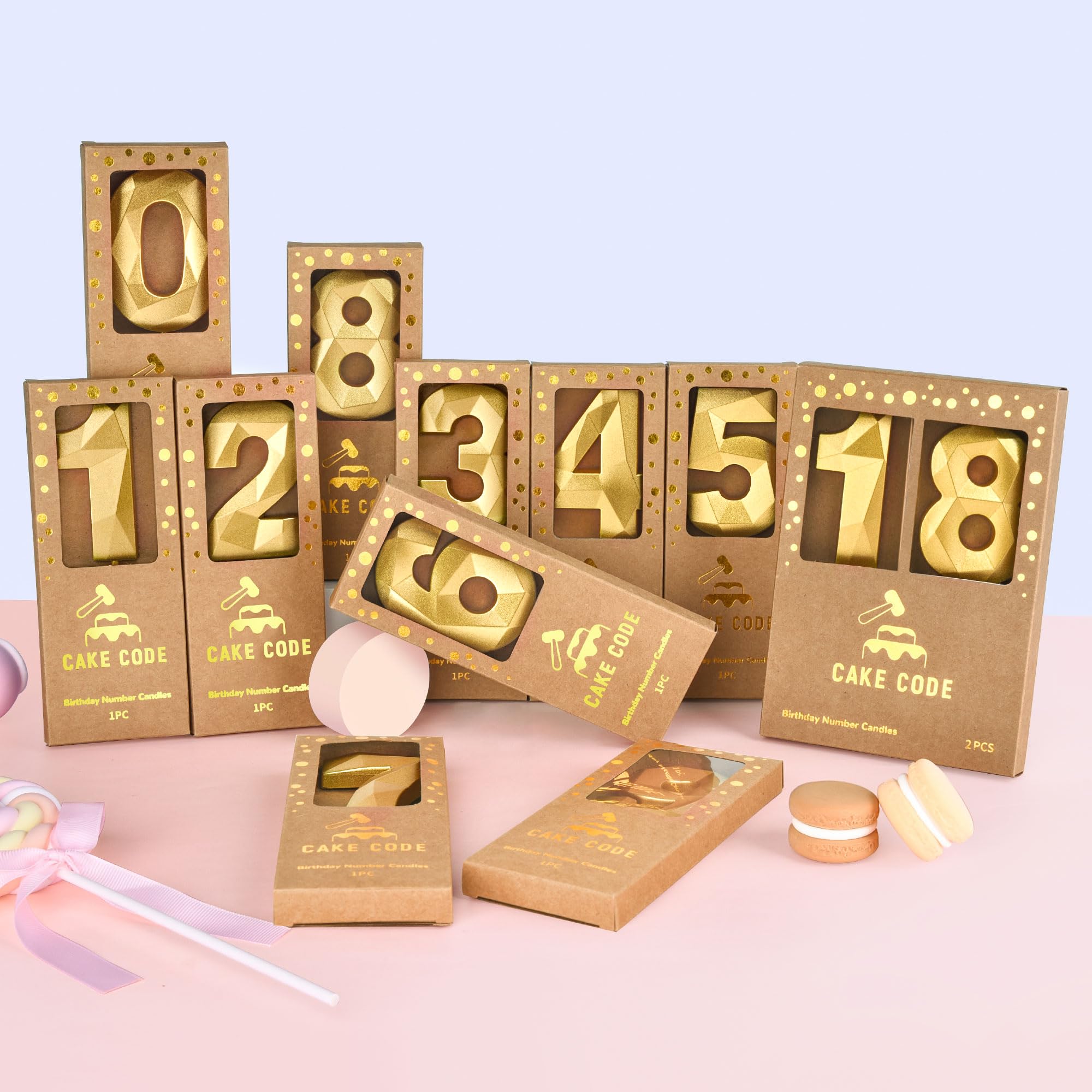 Velas de cumpleaños de 7 números dorados de cristal de 2.76 pulgadas, velas de números dorados, velas de números de pastel, celebración de fiesta