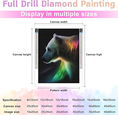 Miniatura 2 de Kits de pintura de diamantes para adultos, bricolaje 5D de animales coloridos, kits de pintura de diamantes de taladro completo, arte de diamantes