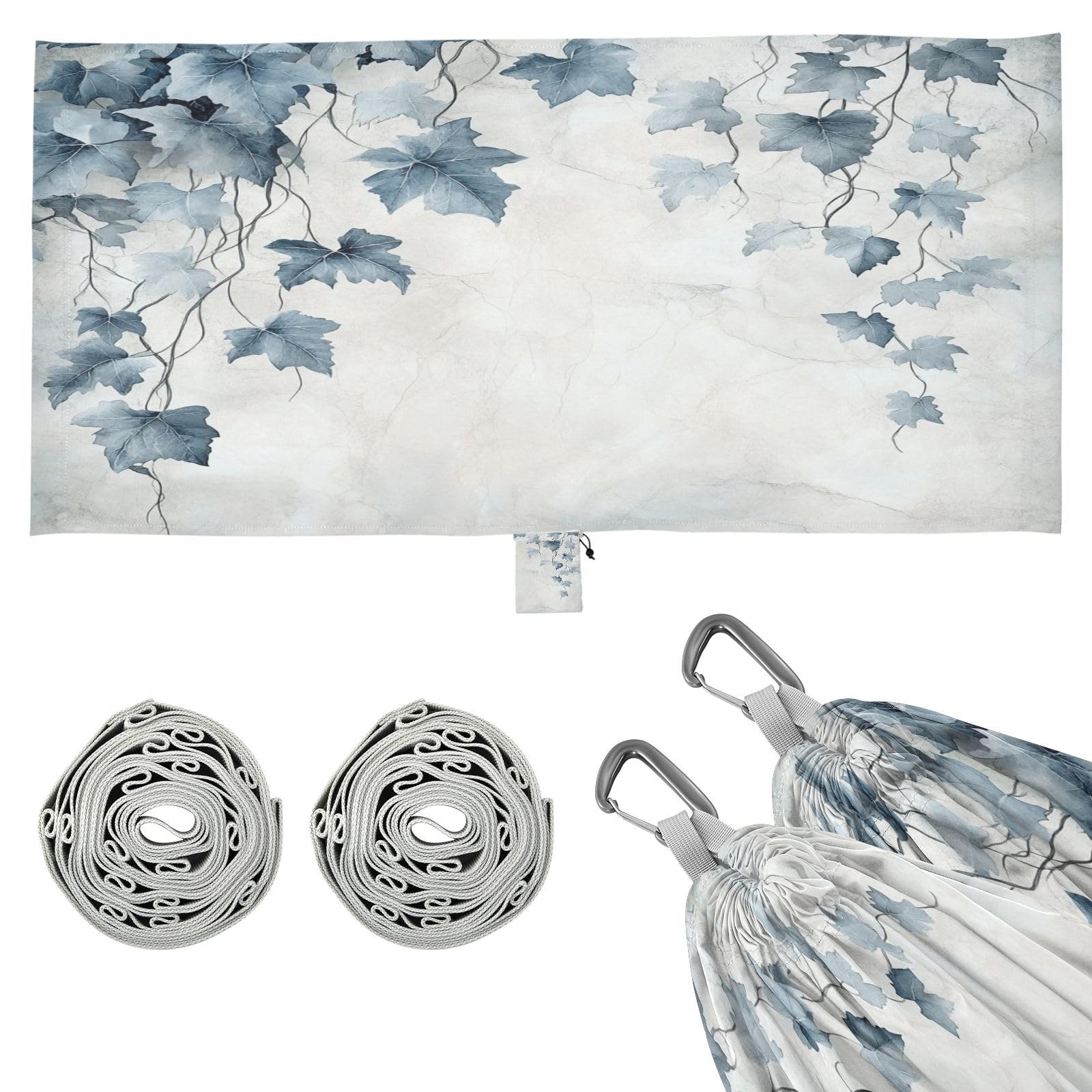 Haskirky Watercolor Leaves Camping Hammock, Single Portable Hammocks with Tree Straps & Attached Carry Bag, 330Lbs Capacity Perfect for Outside Indoor Hiking Beach Backpack Travel