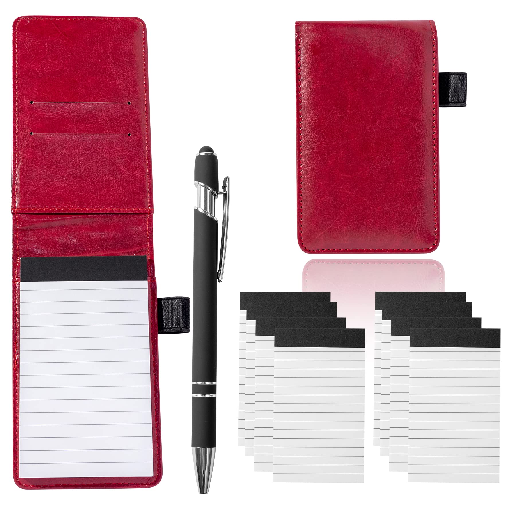 Supports pour bloc-notes de poche 7,6 x 12,7 cm rigides et compacts coloris rouge vif