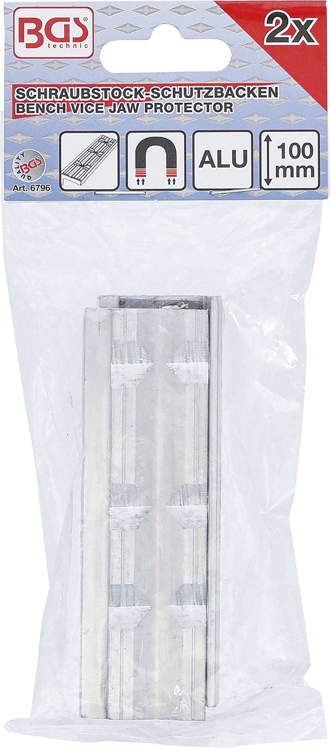 BGS 6796 Coppia copriganasce per morsa da banco alluminio larghezza 100 mm 2 pz.