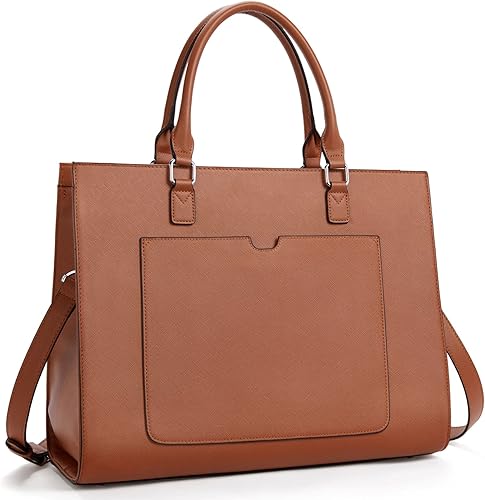 Miniatura 8 de Telena Bolsa de mano para laptop para mujer, bolsa de hombro de 15.6 pulgadas, maletín de cuero para mujer, bolsas de mano de gran capacidad | 15.6