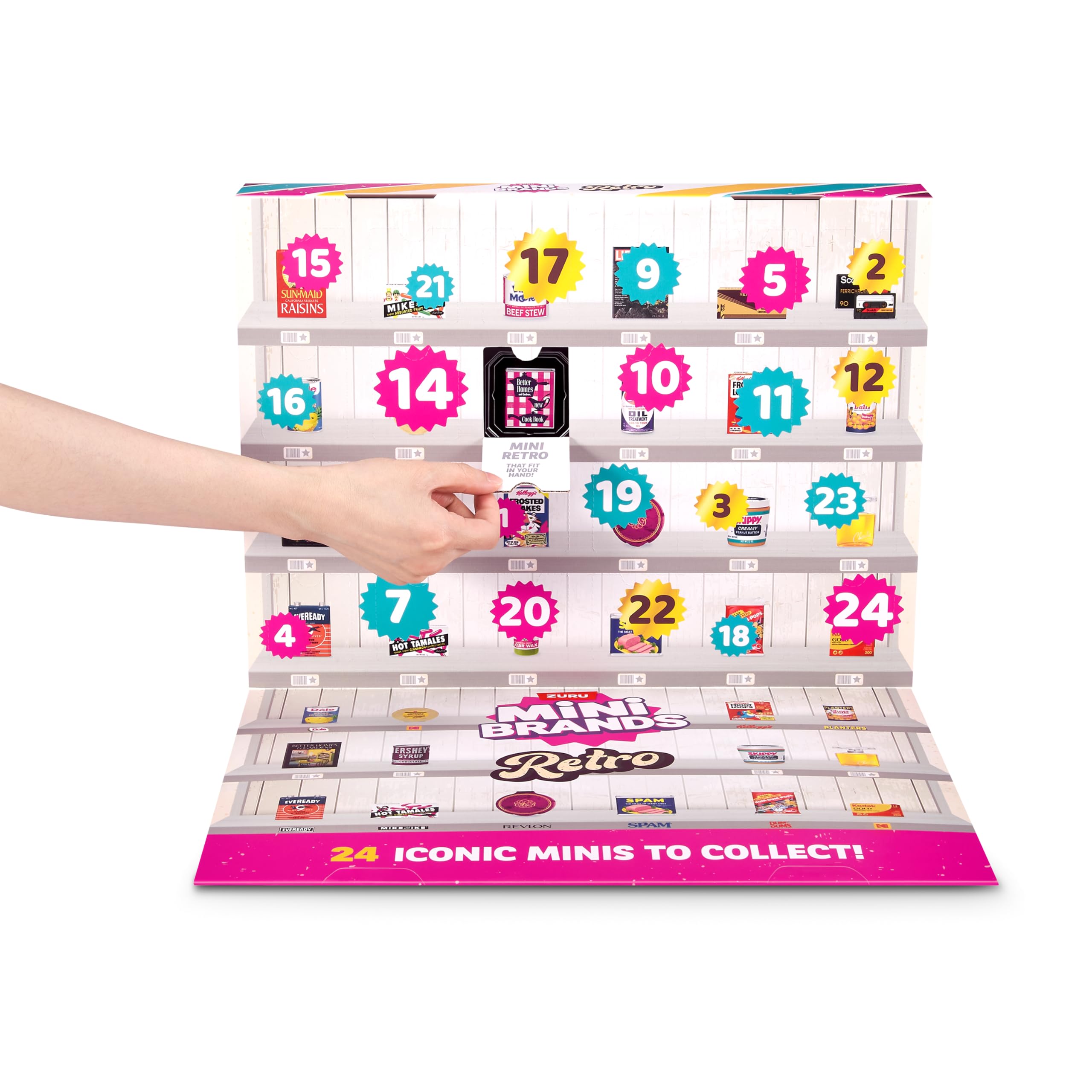 Mini Brands Retro Grocery Calendar Series 1 di ZURU, Miniature da collezione per ragazzi, ragazze e collezionisti
