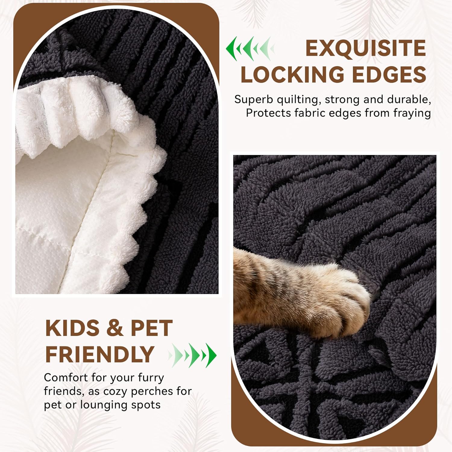 OTOB Boho Couch Cover for Dogs Washable Pet Friendly, All Seasons Non Slip Plush Loveseat Sofa Covers for Pets, Fuzzy Geometric Jacquard Soft & Cozy Pet Bed Mat Protector (Dark Grey, 27.6" x 59.1")