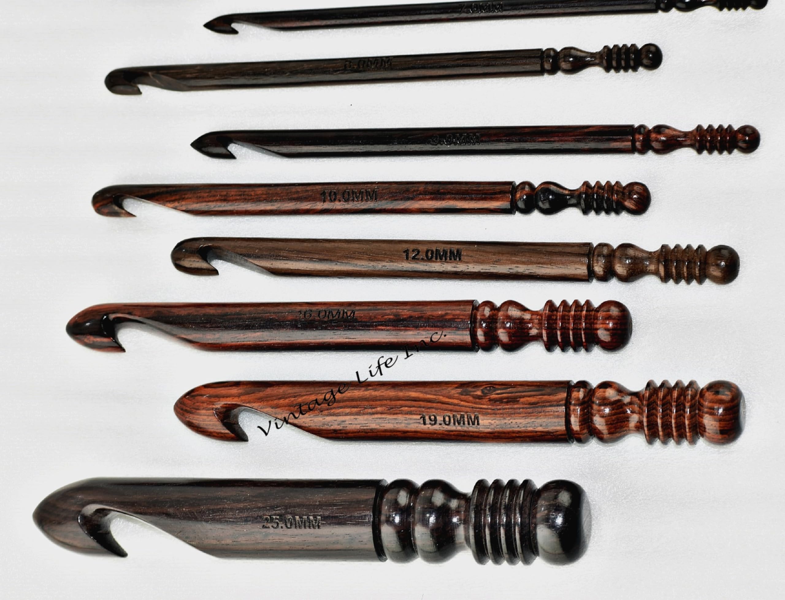 Ergonomisches Palisanderholz Häkelhaken Set – 15 Größen von 3,5–25 mm, Handgefertigte Rosewood Häkelhaken, Glatt & Leicht, Haken-Set ohne Zubehör