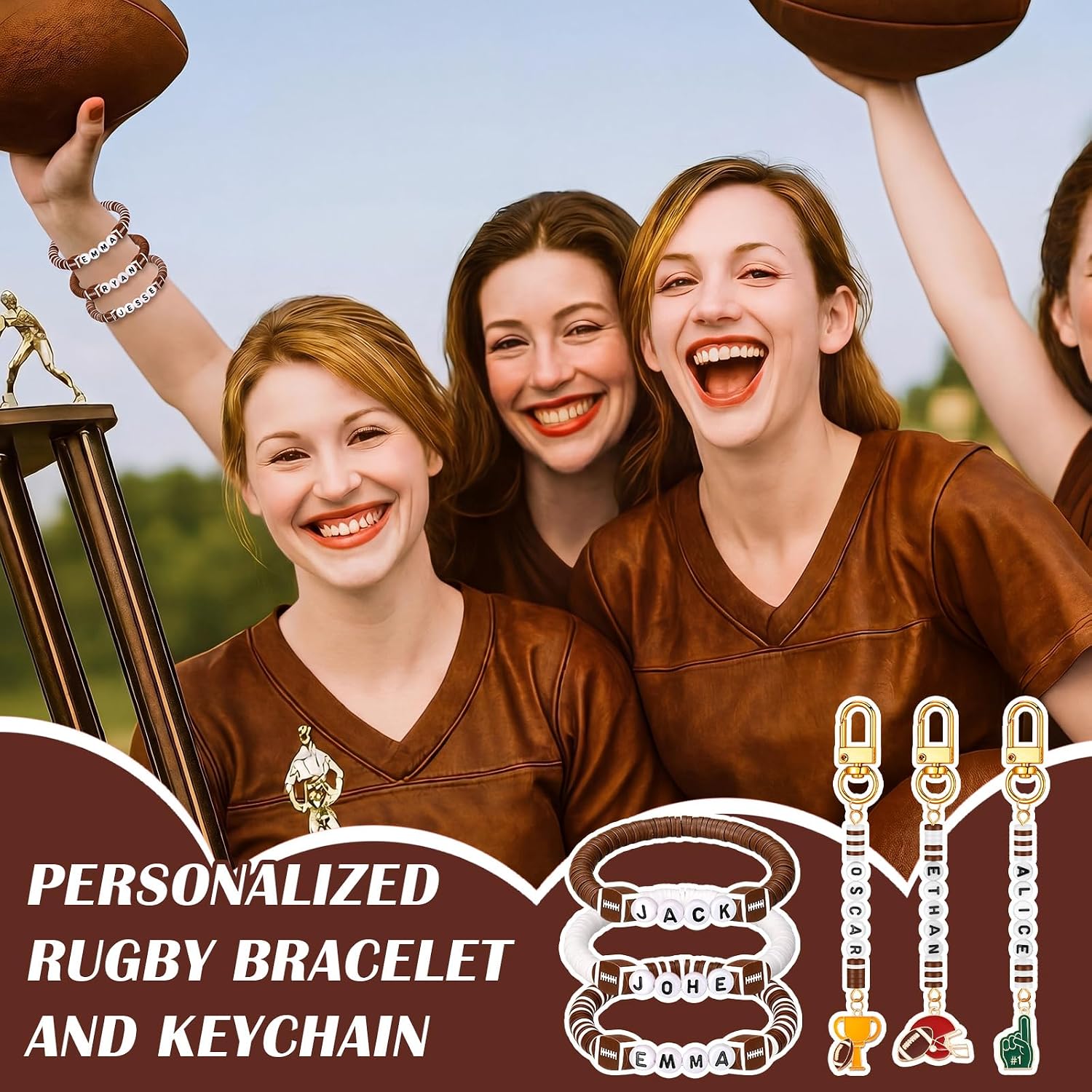 3718 Pcs Football Beads for Keychain Bracelet Making Kit DIY Name Craft