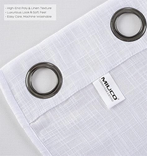 Miniatura 4 de Cortinas para sala de estar de 2 paneles (2 x 37 pulgadas de ancho), cortinas con textura de lino, con ojales, de la marca Miuco