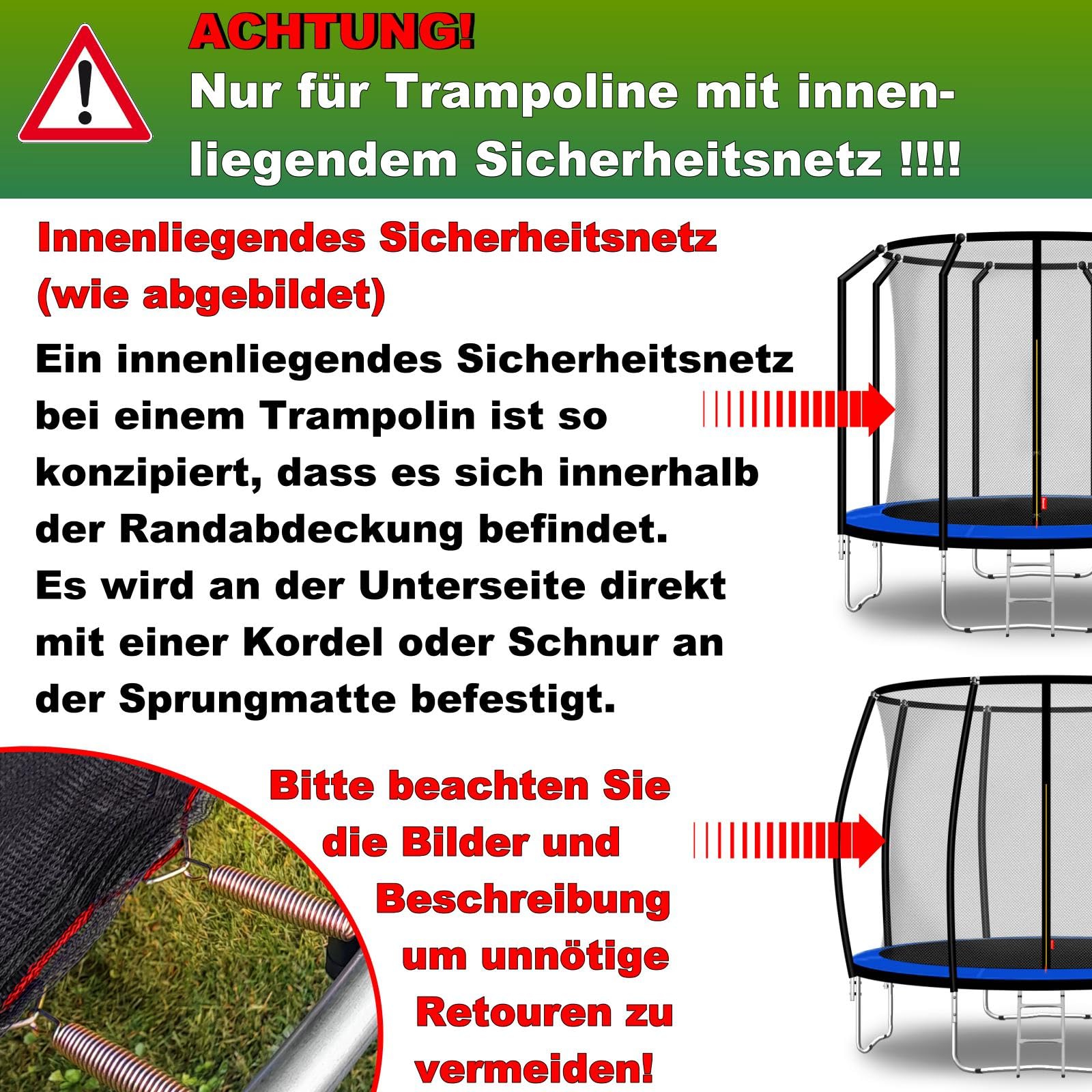 Trampolin Sicherheitsnetz Ø 183 185 244 250 275 277 300 305 335 337 366 370 396 400 427 430 457 460 487 490 (FGIS) Ersatzteile Netz Schutznetz Ersatznetz Gartentrampolin Outdoor