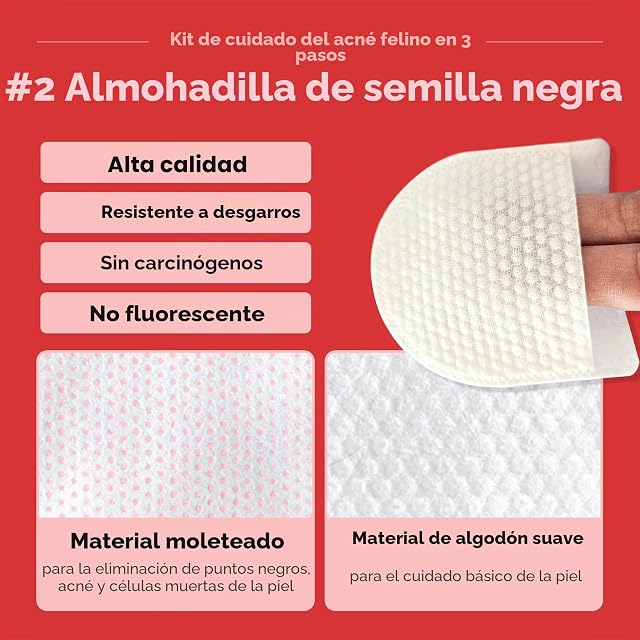 Foto 5 de 8 de JAYU PET Kit de cuidado del acné de gato de 3 pasos, limpiador hipoalergénico para acné felino