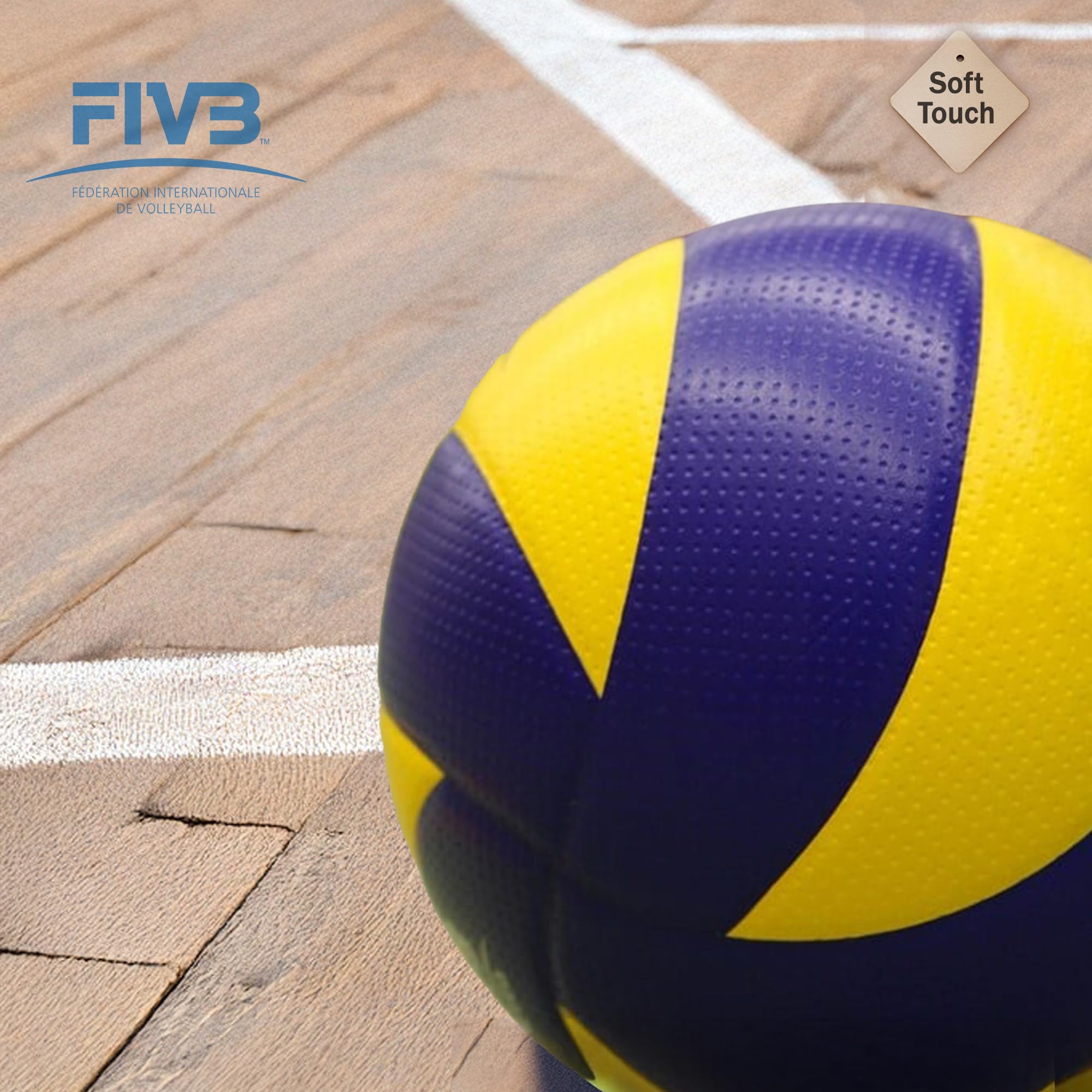 Hsport Voleybol Topu Yarı Profesyonel Orta Sert Kaymaz Tırtıklı Dayanıklı No:5 Maç ve Antrenman Topu (Pompa Hediyeli)
