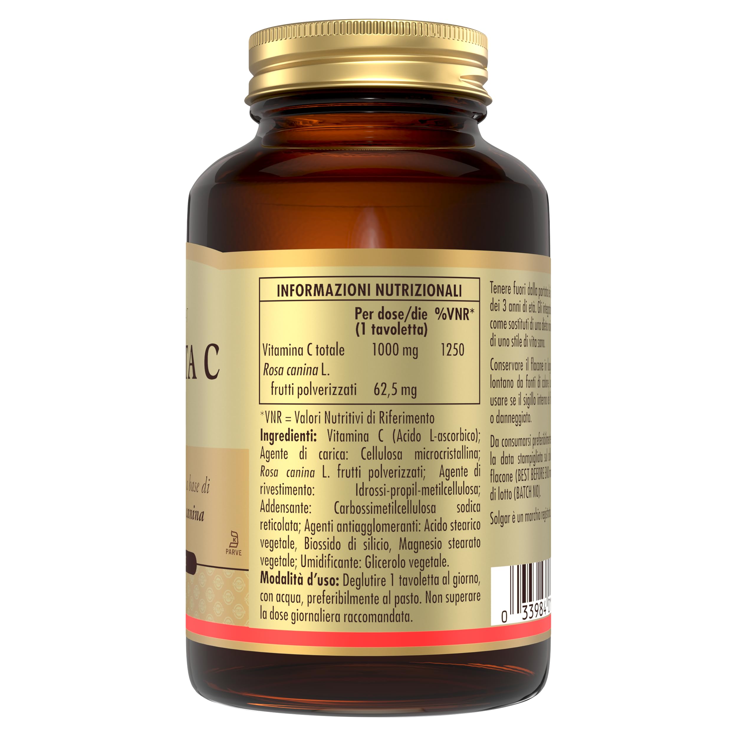 Solgar ROSE VITA C 1000 – Vitamina C 1000 mg con Rosa canina, 100 tavolette