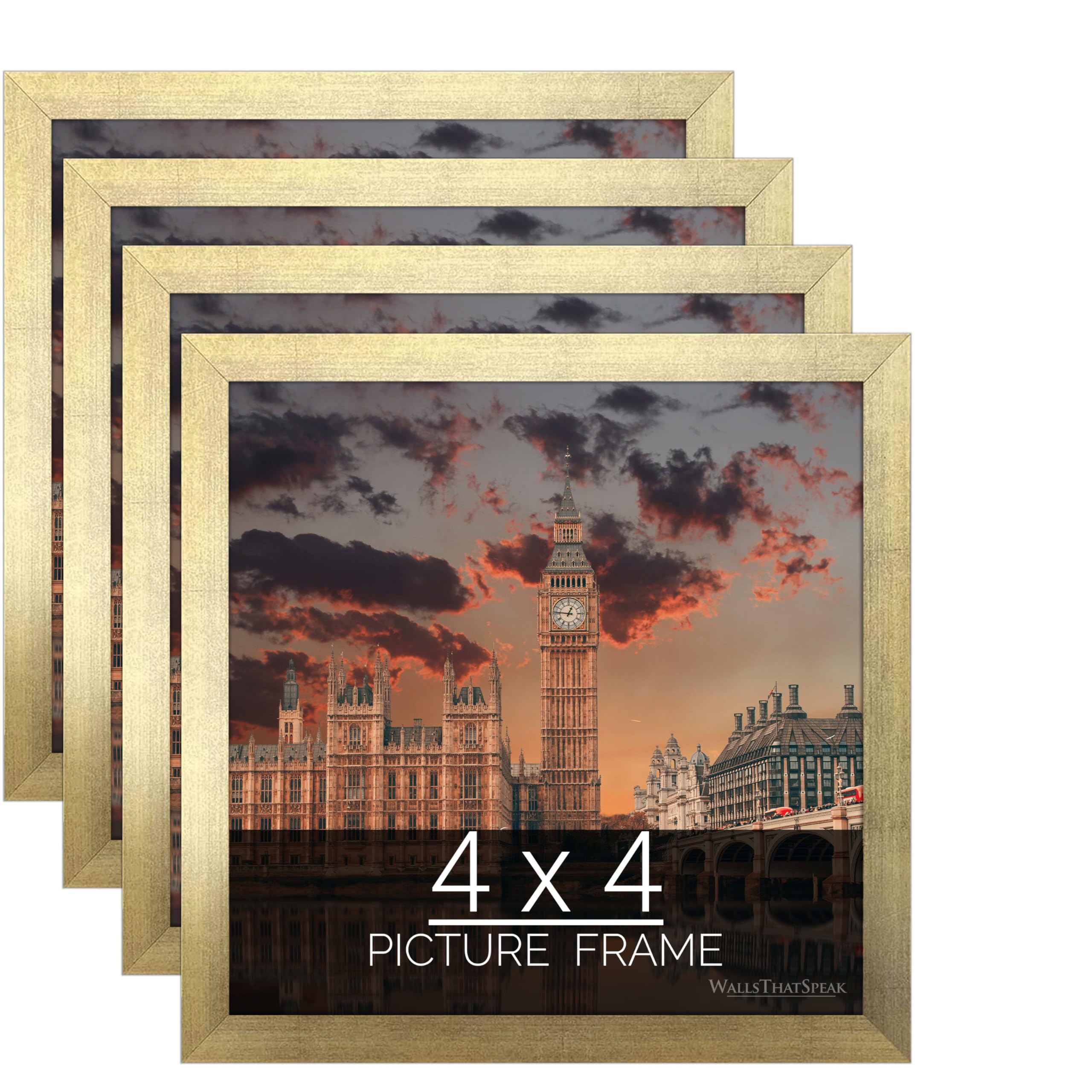 【破格4点セット】額縁 A4 ゴールド 4点セット(写真・ポスター・絵画などに) Amazon.co.jp: wallsthatspeak 4x4 ゴールドフォトフレーム パズル