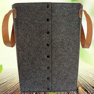 Barm Sac à Main Panier de vêtements Sales, Feutre de Bouton Pression, paniers de Lavage de Style Nordique, Stockage Polyvalent Darkgraylarge32 * 32 * 50