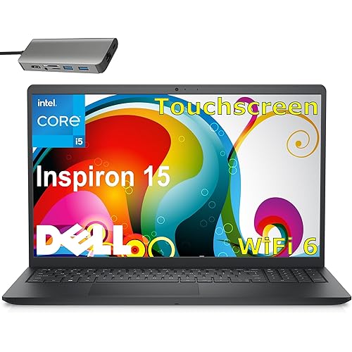 Dell 15.6" Touchscreen Laptop Computer for Home Student Business, Intel 10-Core i5-1334U (Beat i7-1250U), 16GB DDR4 RAM, 512GB PCIe SSD, Inspiron FHD, WiFi 6, Bluetooth, Windows 11 Pro S, Type-C Hub
