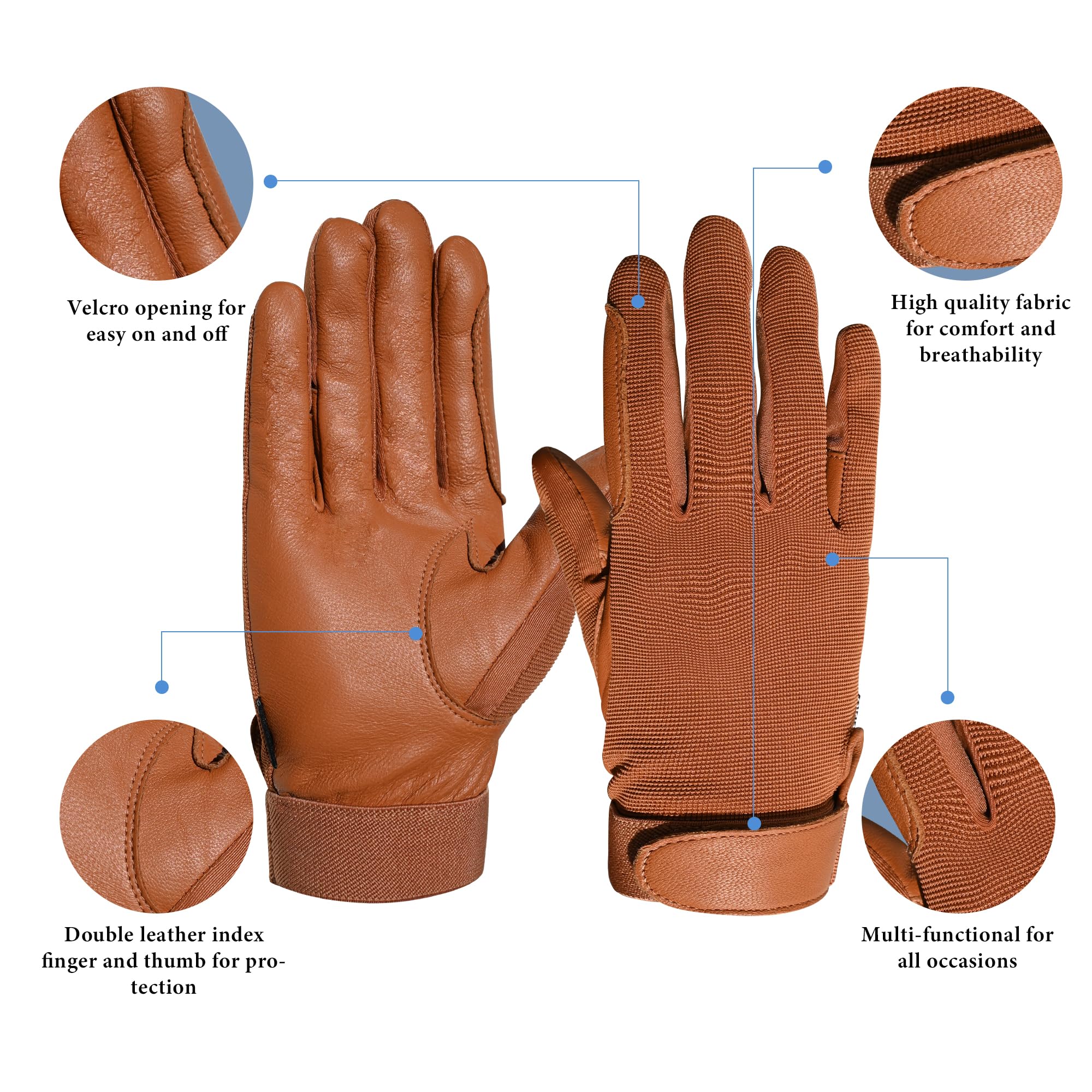 Guantes de equitación 100% de cuero aislados para mujer, guantes de equitación resistentes al viento para mujer, guantes de equitación transpirables para niñas, al aire libre, ciclismo