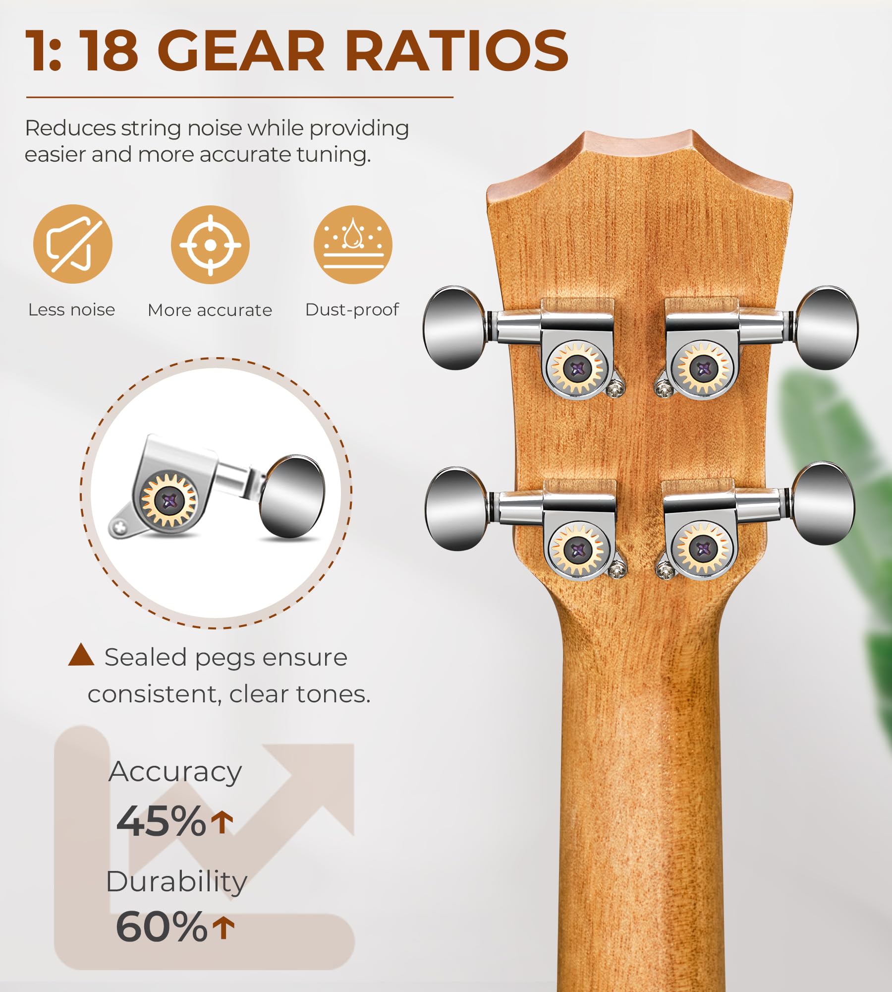 Ukulele Concert Mahogany Bundle 23 inch Ukelele for Beginners Adults Professional Four String Wooden Hawaiian Starter Uke Kit, Natrual Wood Color by Vangoa - Image 3