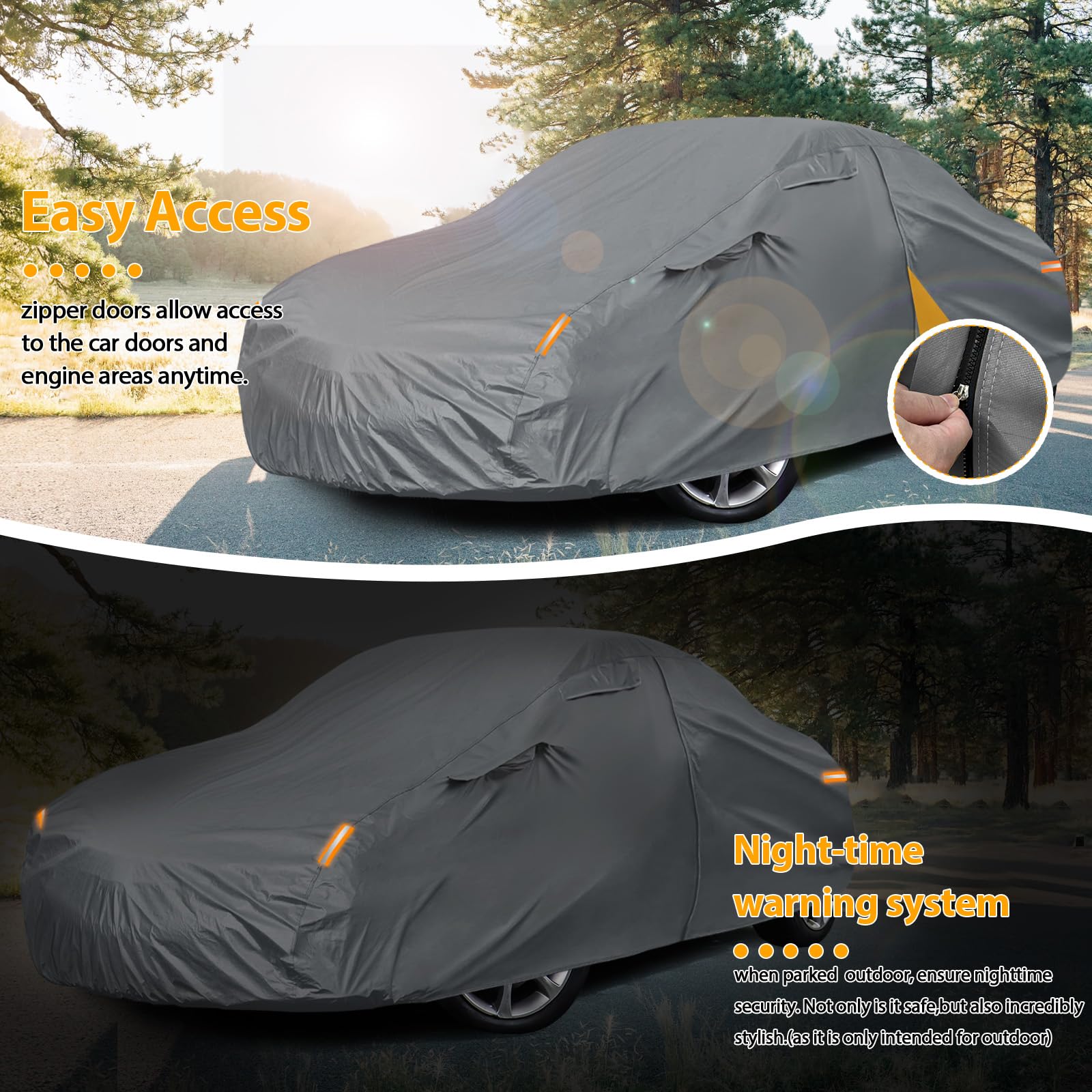 Autoabdeckung Wasserdicht für 1998-2006 Audi TT 8N, Vollgarage Autoplane | Auto Abdeckplane Winter Sommer Allwetter Outdoor Abdeckung mit Reißverschluss Tür, Windschutzbänder, Grau