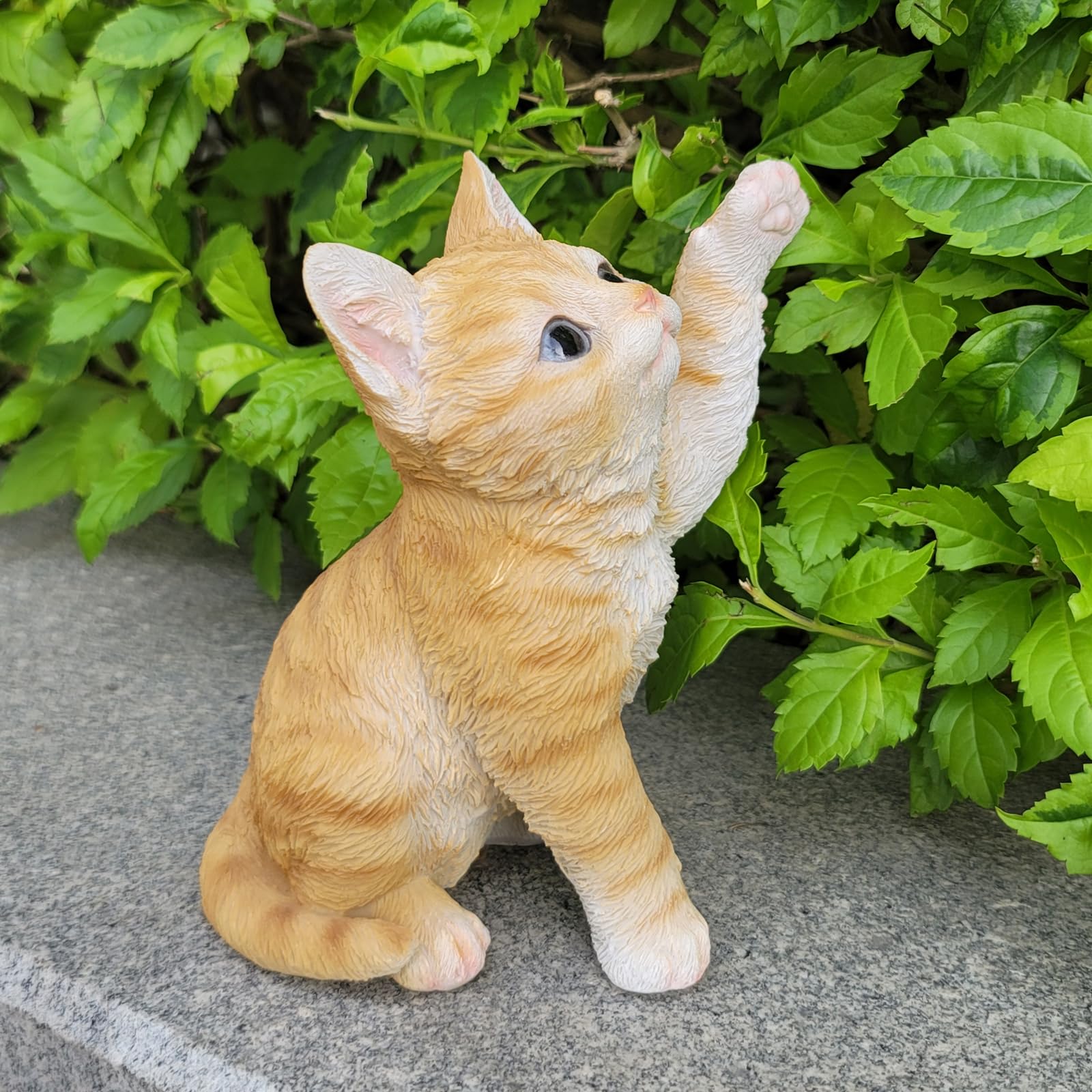CYnice Garden Cat Statue,Realistic Resin Cute Cat Statues for Fairy Garden Yard Patio Lawn Decor,Housewarming Gifts-Orange