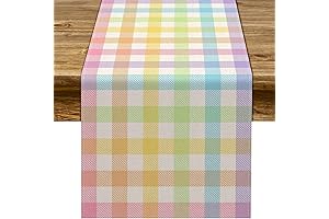 Pudodo Easter Buffalo Plaid Check Table Runner