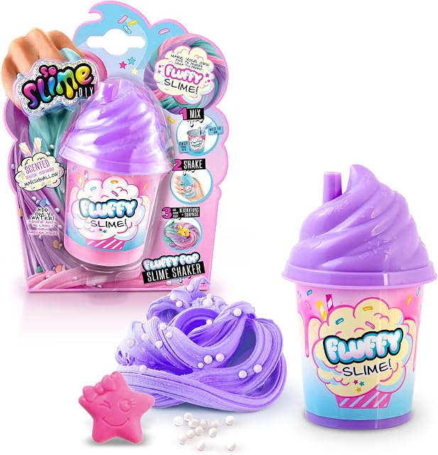So Slime DIY SSC 096B FluffyPop Shaker, Fun + Easy to Make, Glue Free DIY Slime with Storage, Decorations + Surprise Character Inside, Assorted, One Size