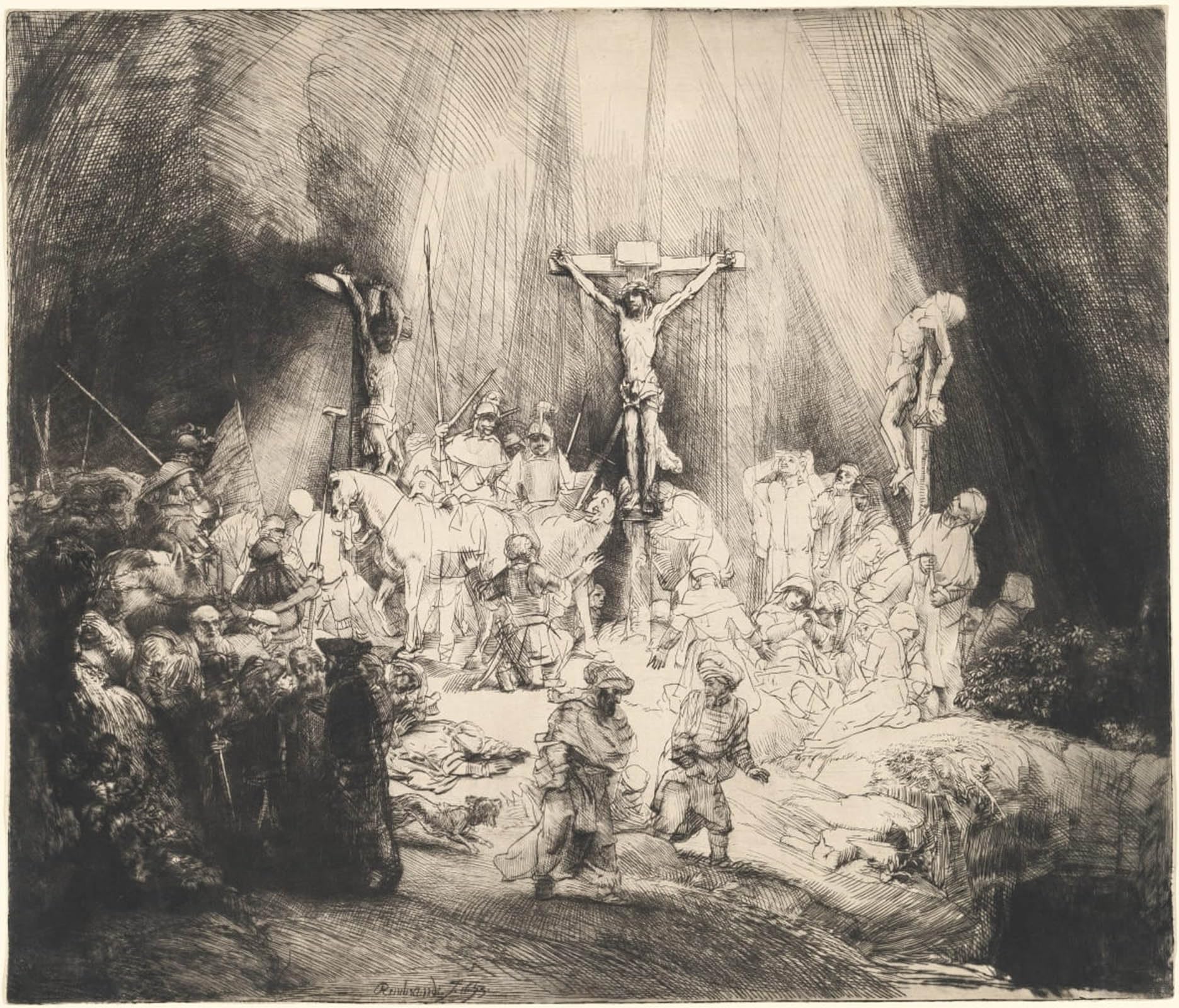 SERENDIPITP Vintage Wall Art Canvas Nordic Poster Canvas Print Picture Christ crucified between the two thieves the three crosses by Rembrandt van Rijn Wall Art Poster for Home Decor 60x90cm