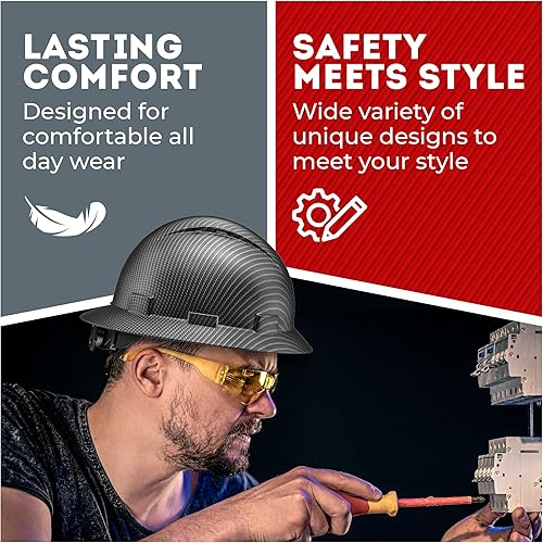 Miniatura 5 de ACERPAL Casco de seguridad de ala completa con ventilación, Clase C, aprobado para trabajos de construcción por OSHA, diseño premium de fibra de