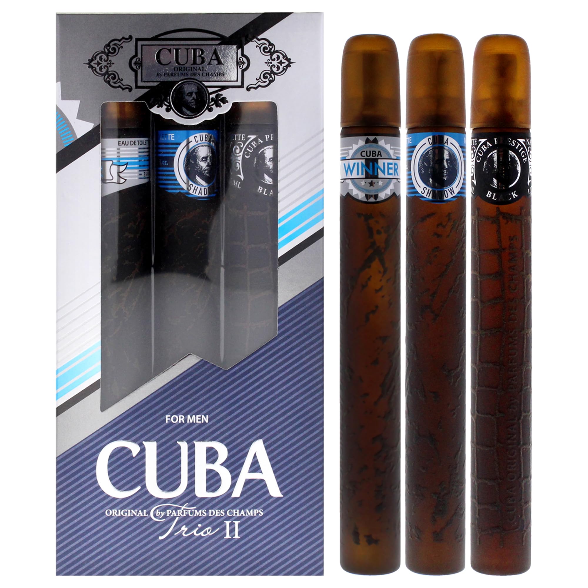 Cuba Set regalo profumo da uomo: Winner, Shadow, Prestige Black, 3 pezzi EDP spray da 33,2 g