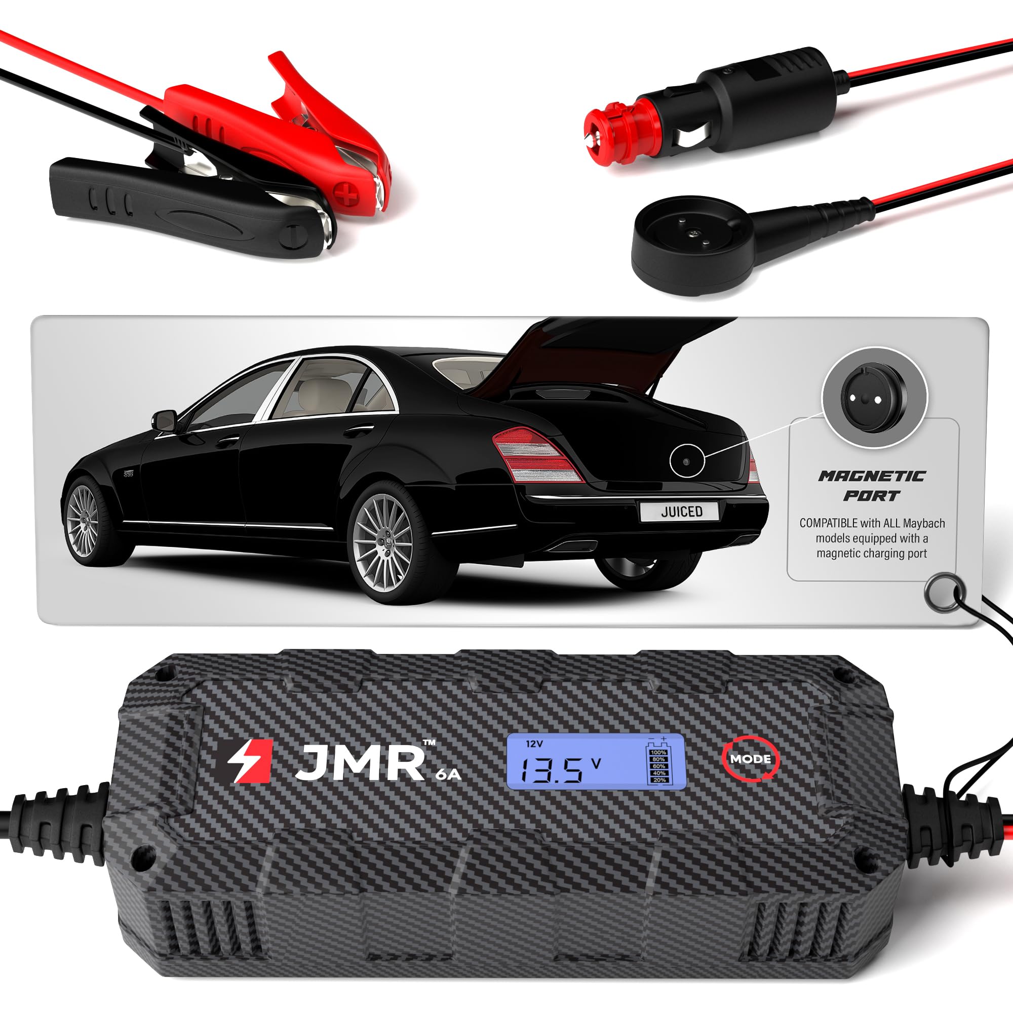 JMR Cargador de Bateria para Maybach S G GLS 57 62 Todos los Modelos Mantenedor de Carga Acondicionador (Puerto Magnético, Sin Modo Litio)
