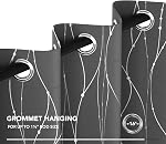 Deconovo Blackout Rideaux - Silver Wave Dots Print, Thermal Insulated, Réduction du bruit, Protection des données & Salon (52W x 45L De pouce, gris/argent, 2 Panneaux)