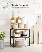 Vista 74 de SONGMICS Cabinet Organizer Shelf, Set of 4 Kitchen Counter Shelves, Kitchen Storage, Spice Rack, Stackable, Expandable, Metal and Engineered Wood