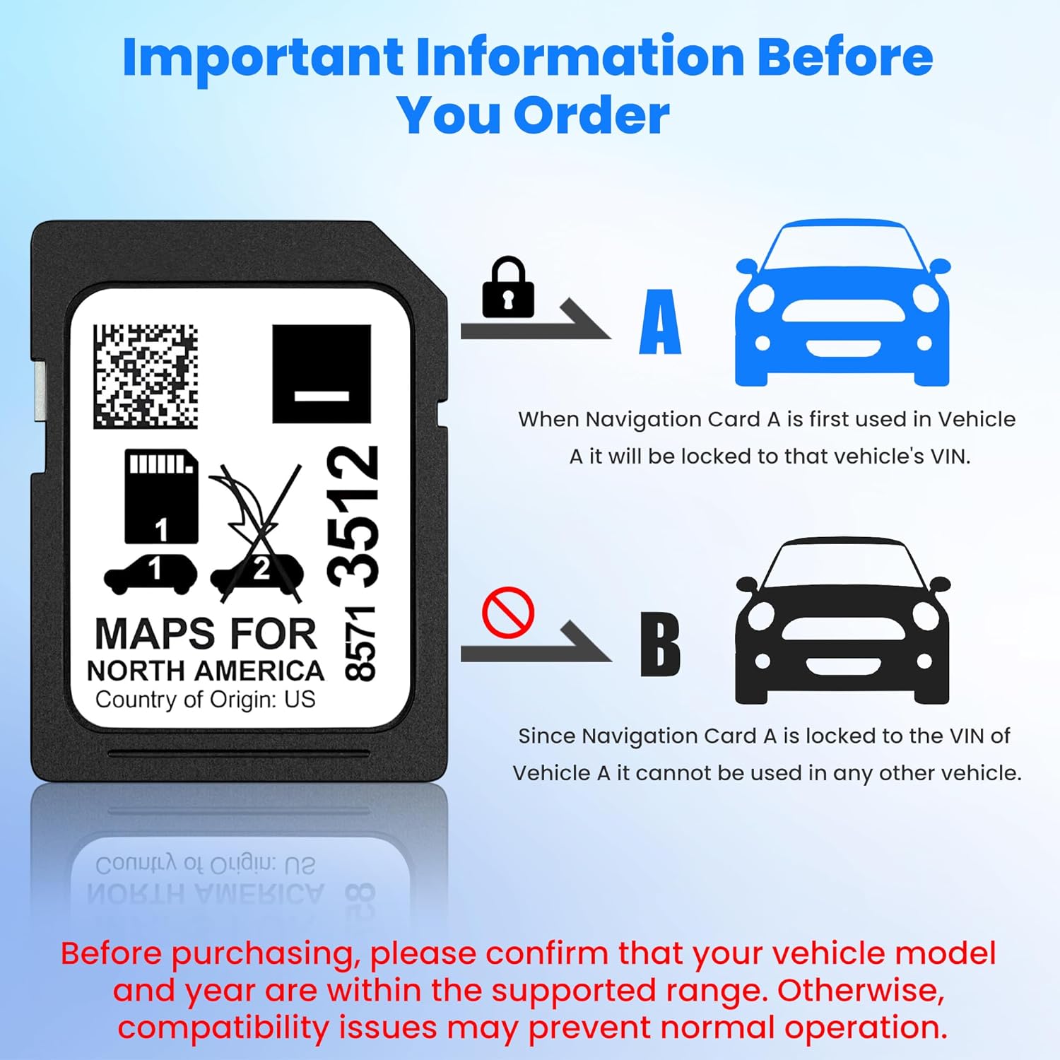 2025 Latest Navigation SD Card Map Accessory for 2019-2023 GM Vehicles with Buick, Cadillac, Chevrolet, GMC, Update USA/CAN/MEX Maps, Part 8571 3512 (10 Year Warranty)