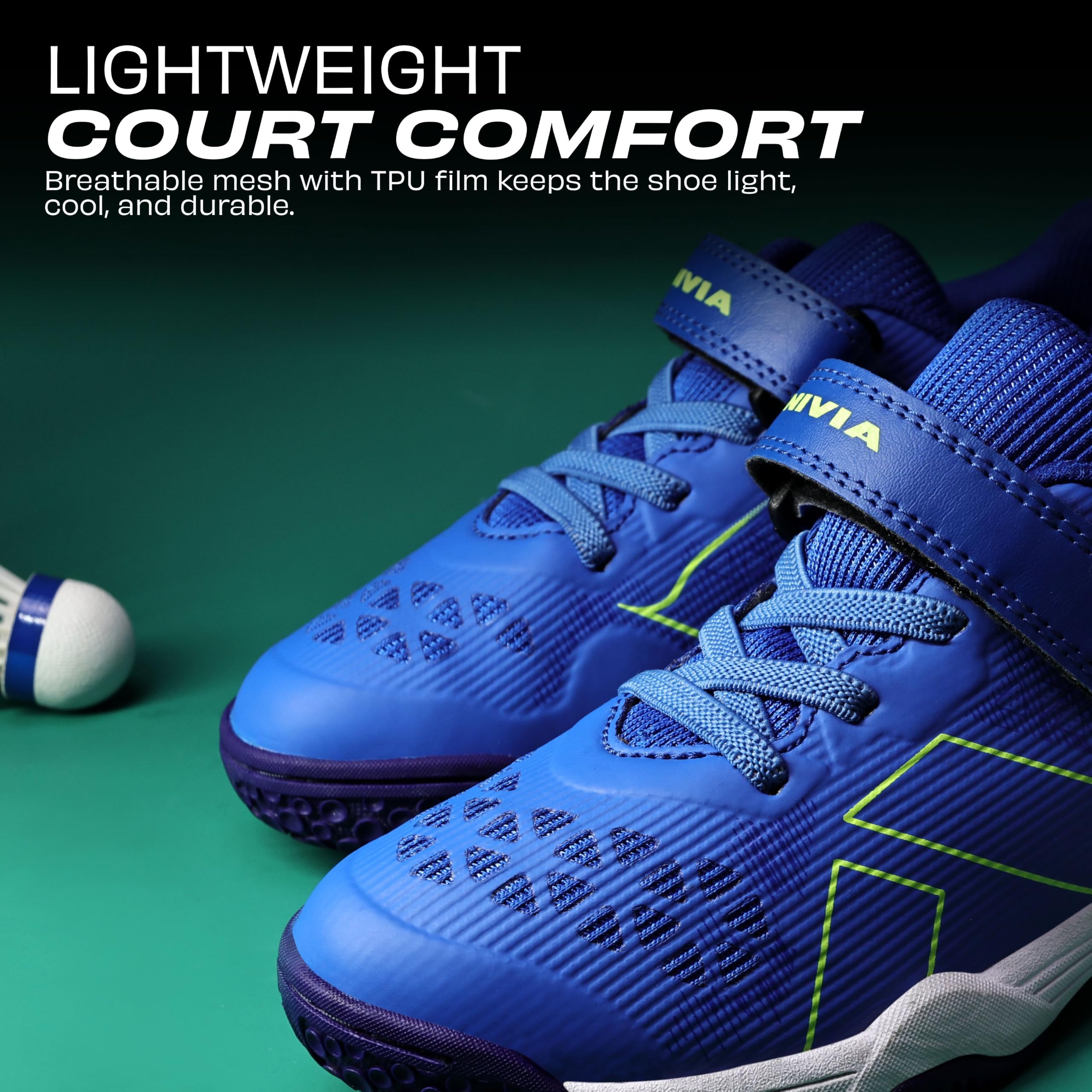 Nivia Hy-Court 3.0 Badminton Shoes for Kids, Indoor Court Shoes for Boys/Girls, Lightweight Non-Marking with Cushioned Comfort, Durable Grip & Breathable Mesh Upper for Junior Players (Blue, UK11) 2