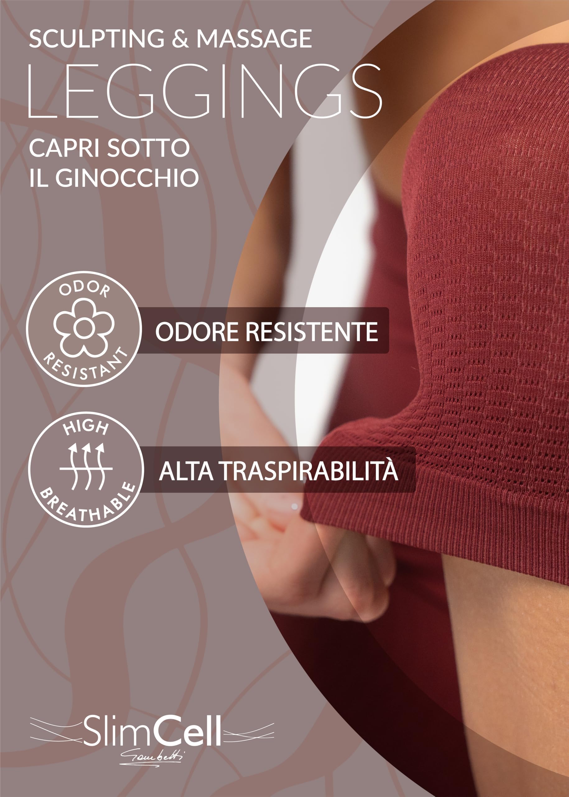 SLIMCELL Gambetti Leggins Anticellulite Donna Snellente Capri - Guaina Contenitiva Donna, Pantaloncini Anticellulite, Leggins Drenanti, Intimo Modellante Senza Cuciture, Shapewear - Made in Italy