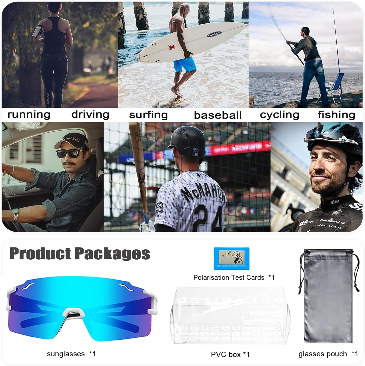 Sports Polarized Sunglasses Men Women UV400 Protection Baseball Glasses Running Sunglasses for Cycling Softball - Image 6