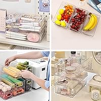 Vista 3 de Refrigerator Organizer Bins 6 Pack Fridge Organizers with Handles Clear Freezer Storage Containers for Pantry, Cabinets,Shelves, Drawer
