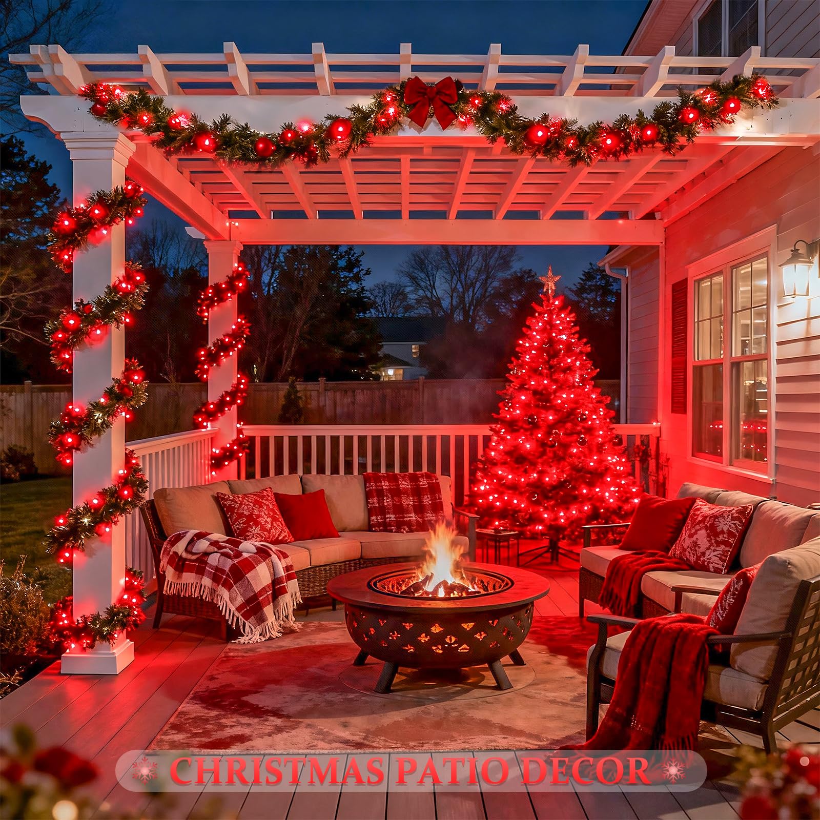 JMEXSUSS Luces Solares Rojas Y Verdes De Halloween Impermeables Para Exteriores, Paquete De 2 100 Luces LED De 42.7 Pies Que Cambian De Color, 8 Modos De Luces Solares Para Decoración